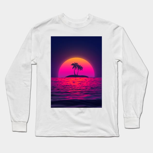 Beach Sunset Long Sleeve T-Shirt by mrcatguys